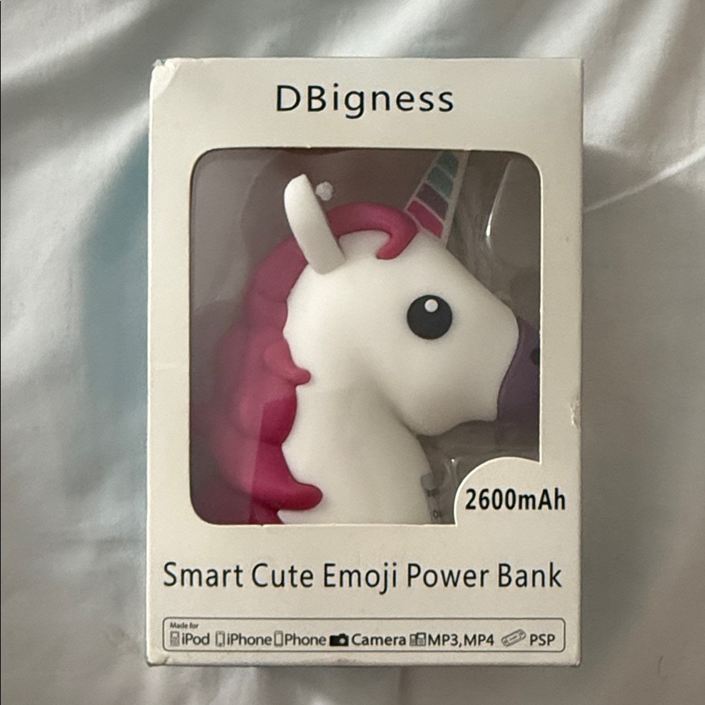 White & Pink Unicorn 2600mAh Power Bank